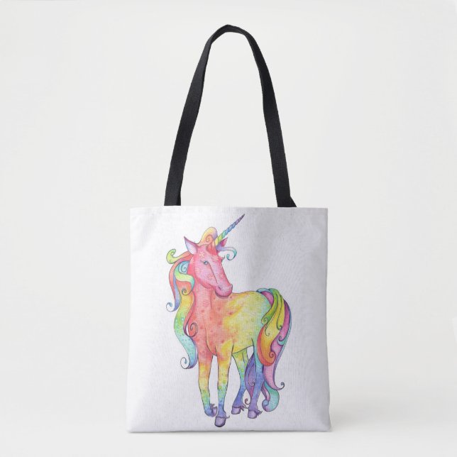 Sac fourre-tout à licorne d'arc-en-ciel (Devant)