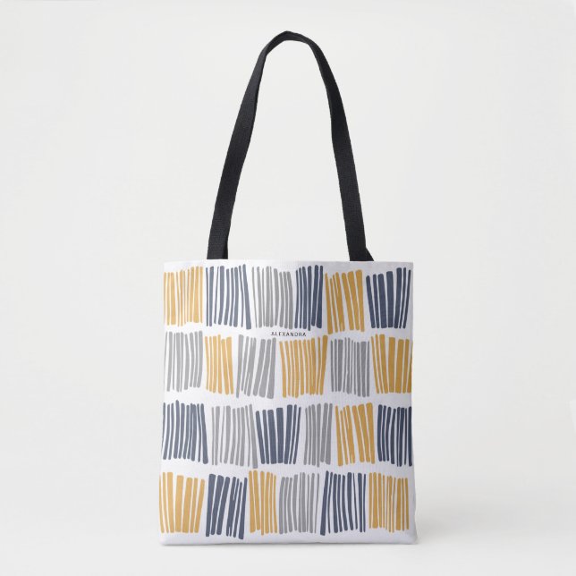 Sac fourre-tout à lignes abstraites gris orange mo (Devant)