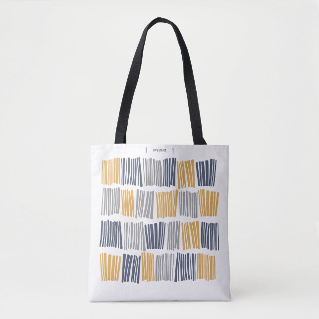 Sac fourre-tout à lignes abstraites orange et gris (Devant)