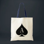 Sac fourre-tout à mariage de tisonnier d'as de<br><div class="desc">Sac fourre-tout à mariage de tisonnier d'as de pique. Lettre de monogramme de Personalizable. Idée mignonne pour des demoiselles d'honneur.</div>