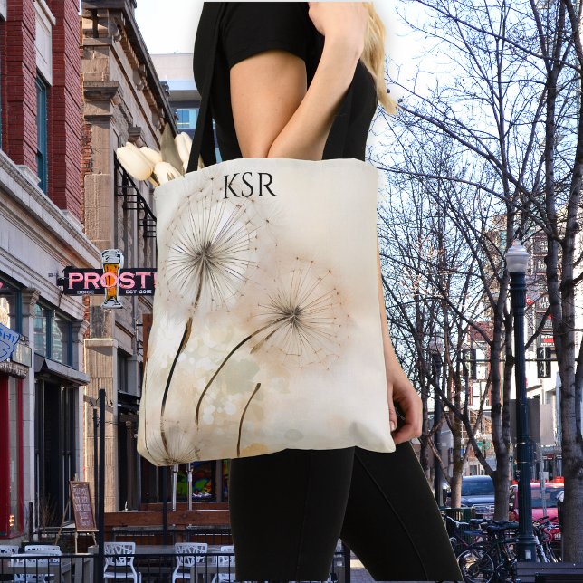 Sac fourre-tout à monogramme Dandelion Wish (Créateur téléchargé)