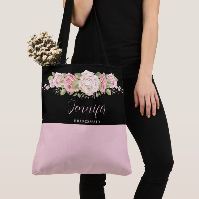 Sac fourre-tout à monogramme de Lovely Pink Rose (De près)