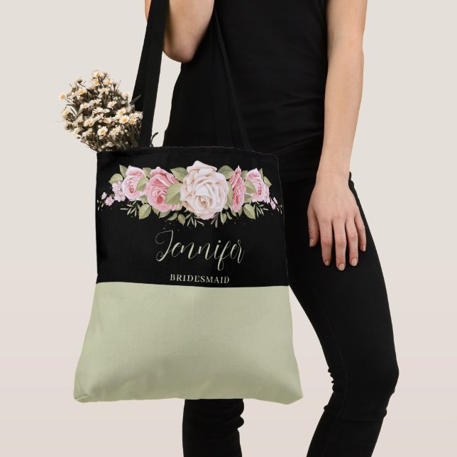 Sac fourre-tout à monogramme de Lovely Pink Rose (De près)