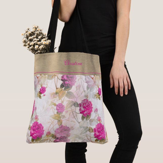 Sac fourre-tout à monogramme de Rose tendance (De près)