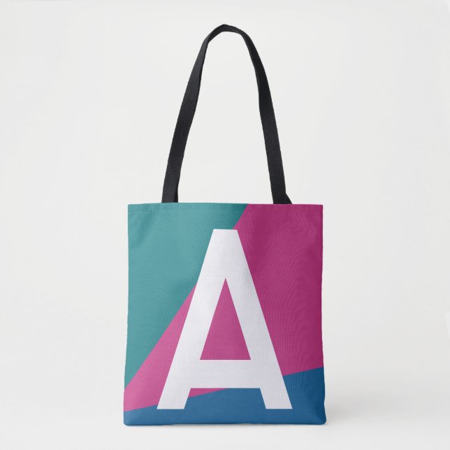 Sac fourre-tout à monogramme et blocs de couleurs  (Devant)
