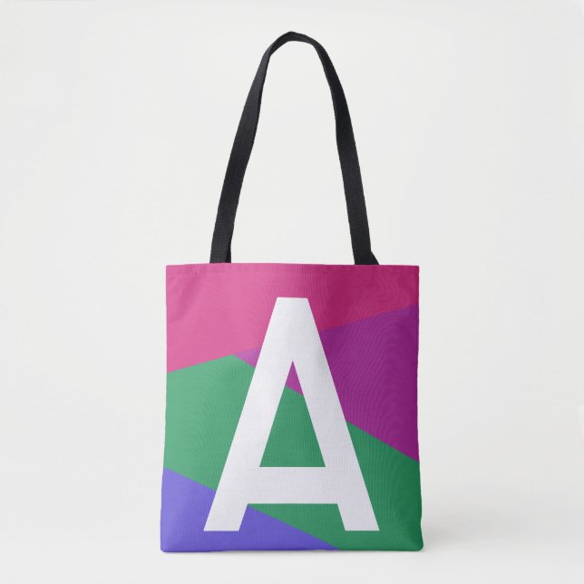 Sac fourre-tout à monogramme et blocs de couleurs  (Devant)