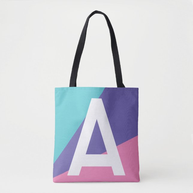 Sac fourre-tout à monogramme et blocs de couleurs  (Devant)