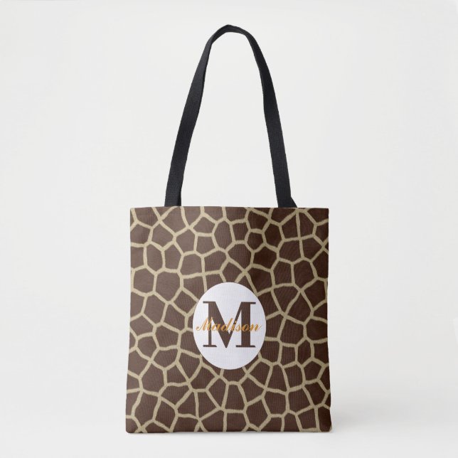 Sac fourre-tout à monogramme et imprimé girafe (Devant)