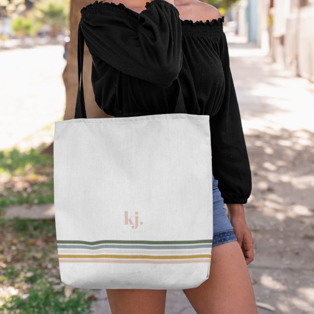 Sac fourre-tout à monogramme et rayures rétro chic (Créateur téléchargé)