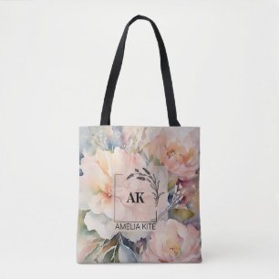 Sac fourre-tout à monogramme floral élégant – Élég