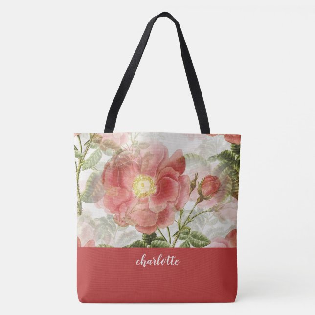 Sac fourre-tout à monogramme floral fantaisiste (Devant)
