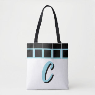 Sac fourre-tout à monogramme géométrique noir et t