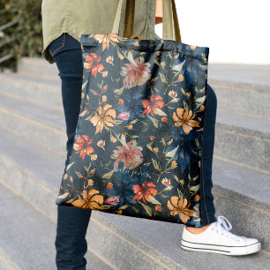 Sac fourre-tout à monogramme   motif fleurs sauvag