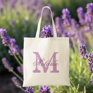 Sac fourre-tout à monogramme personnalisé lavand