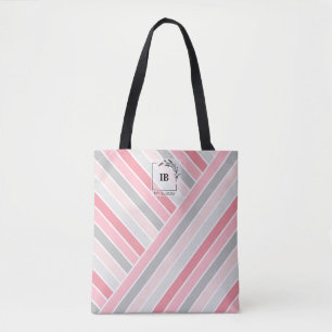 Sac fourre-tout à monogramme rayé de nuances de ro