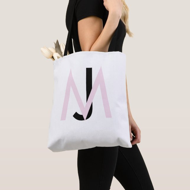 Sac fourre-tout à monogramme rose et noir (De près)