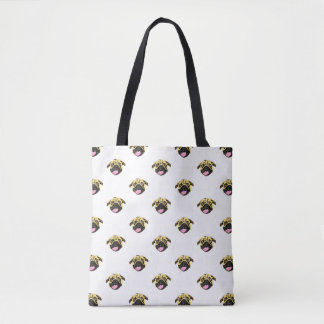 Sac fourre-tout à motif de carlin blanc