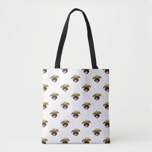 Sac fourre-tout à motif de carlin blanc (Devant)
