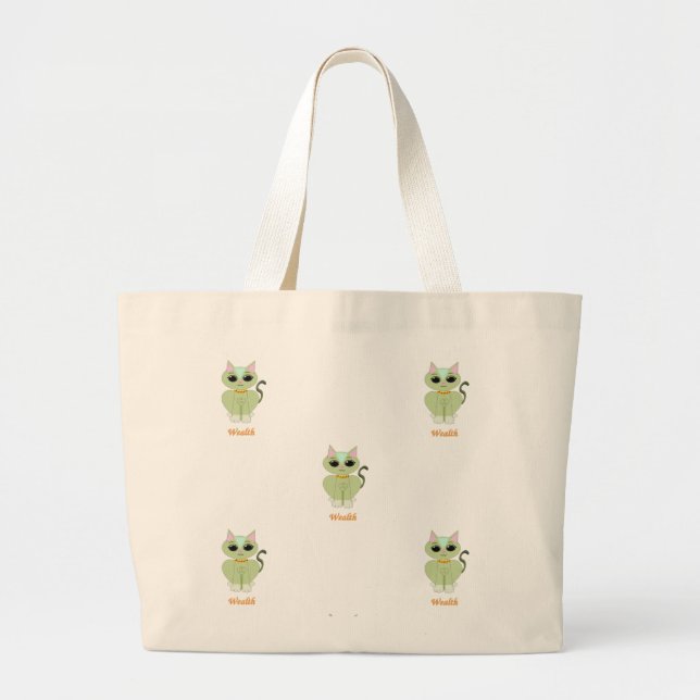 Sac fourre-tout à motif de chat de richesse (Devant)