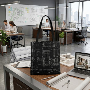 Sac fourre-tout à motif de plan d'architecte