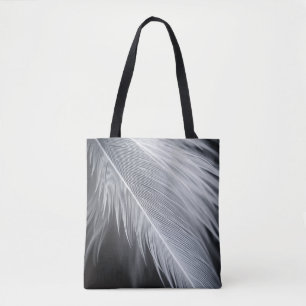 Sac fourre-tout à motif de plumes noir et blanc