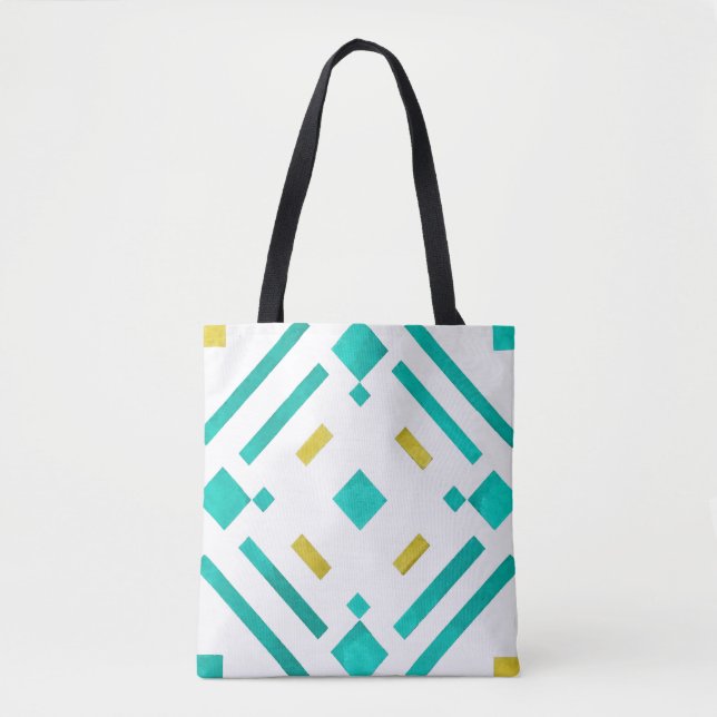 Sac fourre-tout à motif diamants sarcelle (Devant)