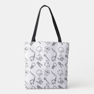 Sac fourre-tout à motif d'icônes dentaires minimal