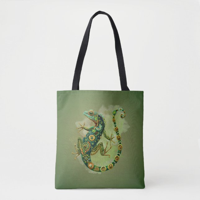 Sac fourre-tout à motif d'iguane émeraude  (Devant)