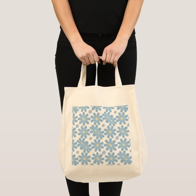 Sac fourre-tout à motif floral bleu (Devant (produit))
