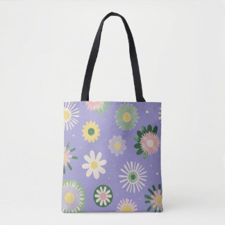 Sac fourre-tout à motif floral pastel explosé