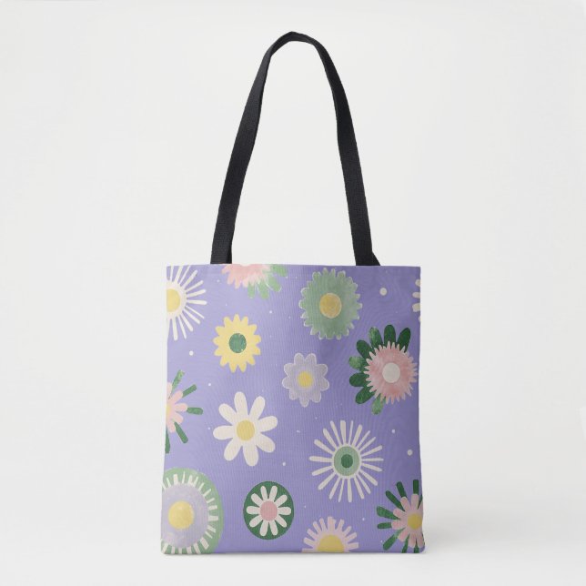 Sac fourre-tout à motif floral pastel explosé (Devant)