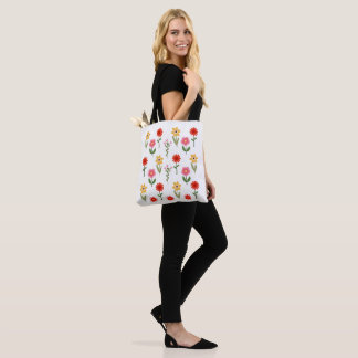 Sac fourre-tout à motif floral rétro Bloom Grid