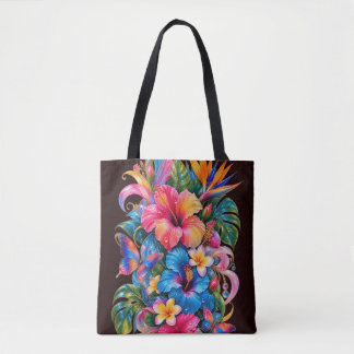 Sac fourre-tout à motif floral tropical d'hibiscus