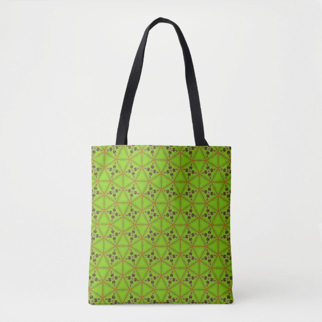 Sac fourre-tout à motif géométrique vert (Devant)