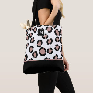 Sac fourre-tout à motif léopard rose et noir avec