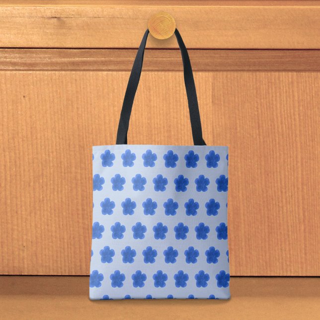 Sac fourre-tout à motif sans couture de rose de mo (Tote bag with seamless pattern of a blue moss rose)