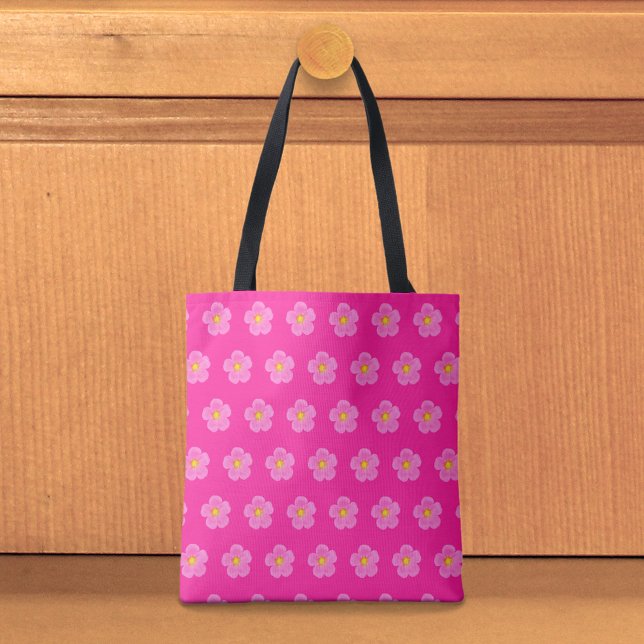 Sac fourre-tout à motif sans couture de rose de mo (Tote bag with seamless pattern of a pink moss rose)