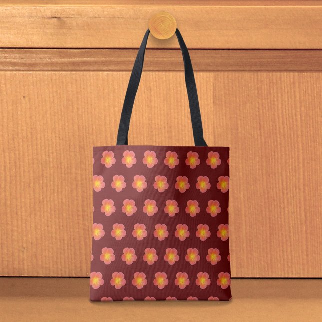 Sac fourre-tout à motif sans couture de rose de mo (Tote bag with seamless pattern of a red moss rose)