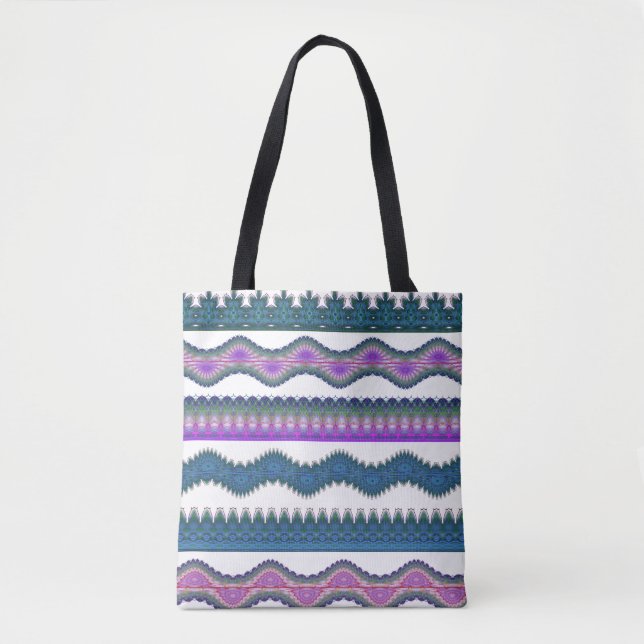 Sac fourre-tout à motif zigzag tribal boho  (Devant)