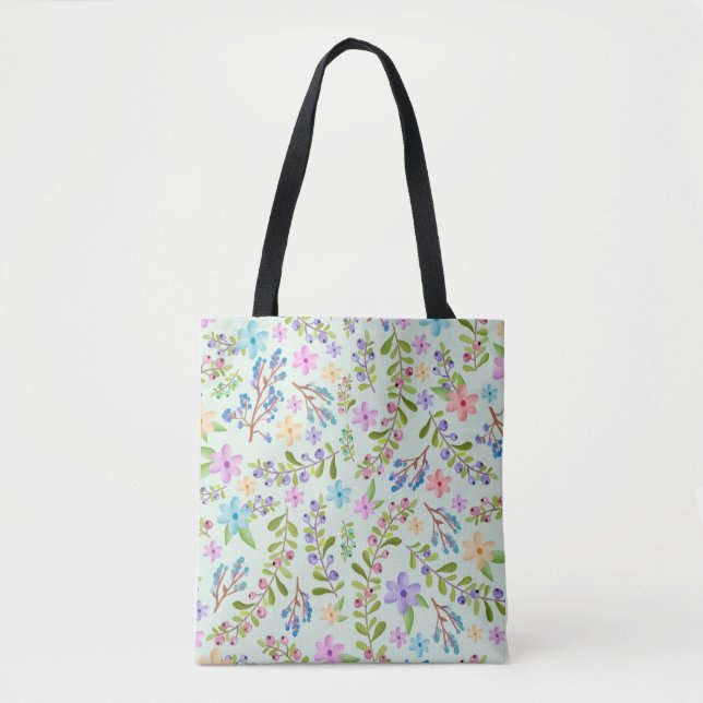 Sac fourre-tout à motifs floraux Pastel Twigs (Devant)