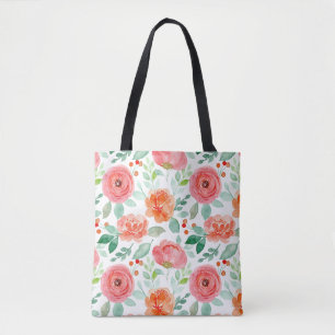 Sac fourre-tout à motifs floraux Vintages orange 