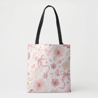 Sac fourre-tout à nœud floral rose Coquette