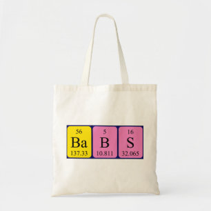 Sac fourre-tout à nom de table périodique de Bab