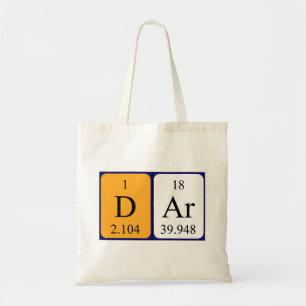 Sac fourre-tout à nom de table périodique de Dar