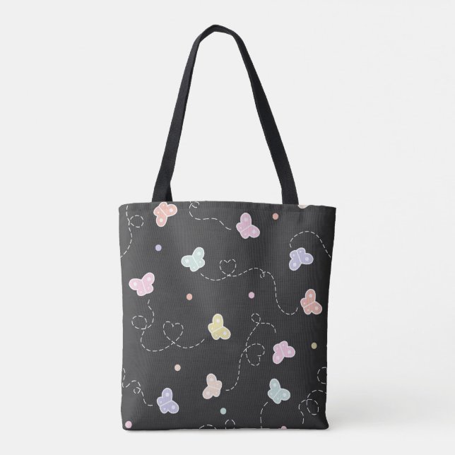 Sac fourre-tout à papillons Pastel - mignon et cap (Dos)