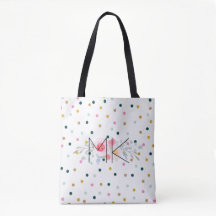 Sac fourre-tout à points polka coloré avec vos ini