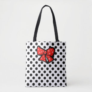Sac fourre-tout à points Polka noir et blanc