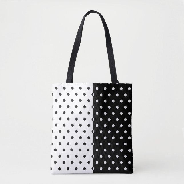 Sac fourre-tout à pois noir et blanc (Devant)