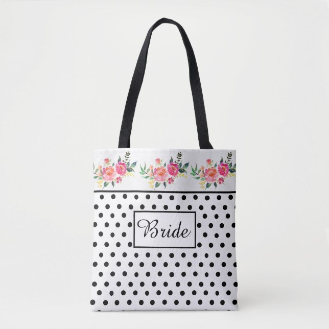 Sac fourre-tout à pois pour la mariée (Devant)