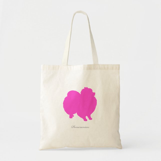 Sac fourre-tout à Pomeranian (silhouette rose) (Devant)